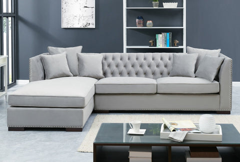 Grey Velvet Chesterfield Corner Sofa-Chesterfield Sofa-Chic Concept