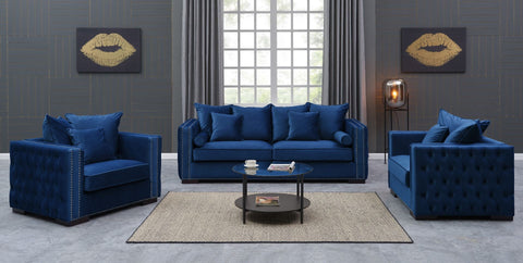 Royal Blue Velvet Moscow Sofa Sets-Fabric Sofa-Chic Concept