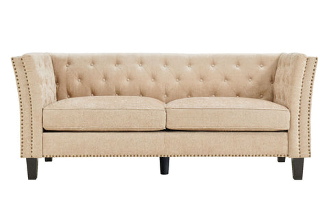 Rachel Chesterfield Champagne Shimmer Velvet Sofa Sets-Fabric Sofa-Chic Concept