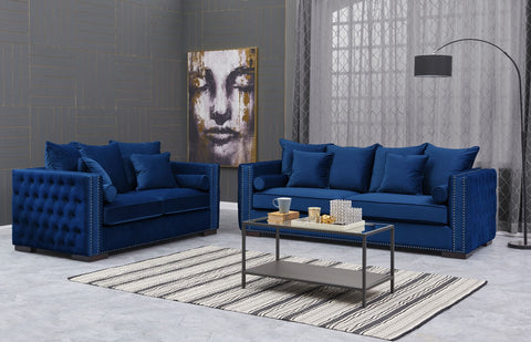 Royal Blue Velvet Moscow Sofa Sets-Fabric Sofa-Chic Concept