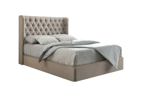 Duke Chesterfield Wing Bespoke Tall Headboard Divan Base Storage Bed with Mattress options-Divan Bed-Chic Concept