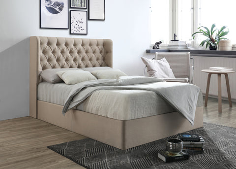 Duke Chesterfield Wing Bespoke Tall Headboard Divan Base Storage Bed with Mattress options-Divan Bed-Chic Concept