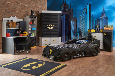 Batman Children's Novelty Kids Black Racing Car Bed - 3FT Single with Bluetooth, Sound & Bluetooth-Children's Bed-Chic Concept