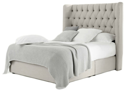 Duke Chesterfield Wing Bespoke Tall Headboard Divan Base Storage Bed with Mattress options-Divan Bed-Chic Concept