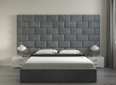 Brick Art Deco Bespoke Designer Wall Mounted Headboard Fabric Upholstered Bed - Build Your Bed-Bed-Chic Concept