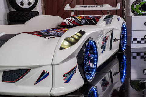 Children's Novelty Thunder Race Car Bed White-3FT Single-Children's Bed-Chic Concept