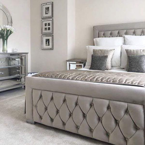 Monaco Chesterfield Bespoke Sleigh Bed-Bed-Chic Concept