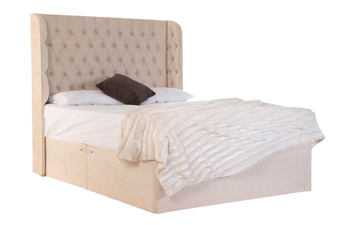 Royale Chesterfield Top Curve Wing Bespoke Divan Base Storage Bed with Mattress Options-Divan Bed-Chic Concept