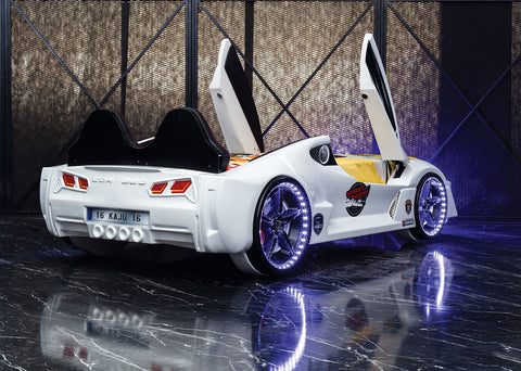 Aventa Children's Novelty Kids White Racing Car Bed - 3FT Single-Car Beds-Chic Concept