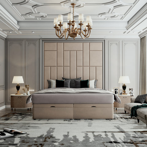 New Knightsbridge Abstract Bespoke Luxury Designer Wall Mounted Fabric Upholstered Headboard-Bed-Chic Concept