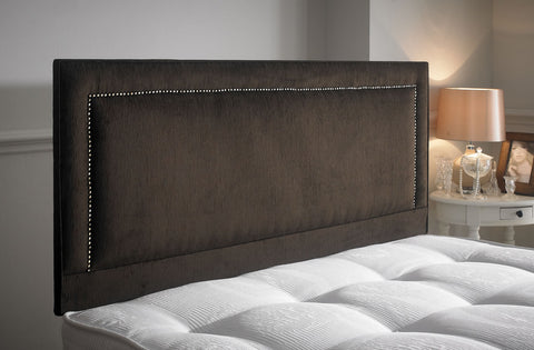 Laura Plain Studded Single Border Fabric Upholstered Bespoke Low Headboard-Low Headboard-Chic Concept