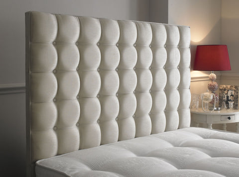 Small Cubic Buttoned Fabric Upholstered Bespoke Low Headboard-Low Headboard-Chic Concept