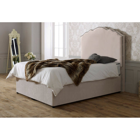 Amelia Bespoke Plain Curved Tall Headboard Divan Bed Base with Mattress Options-Divan Bed-Chic Concept