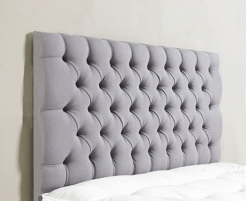Savoy Chesterfield Buttoned Fabric Upholstered Bespoke Low Headboard-Low Headboard-Chic Concept