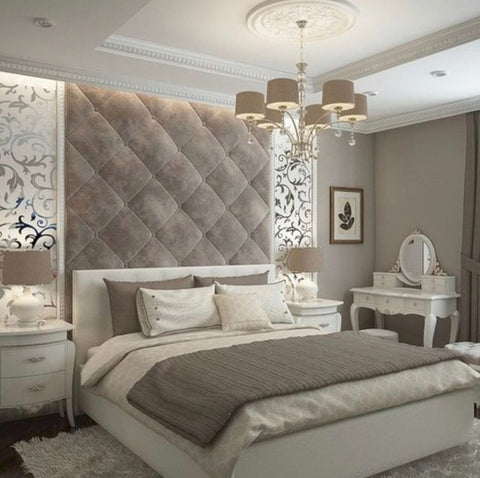 Diamond Fabric Upholstered Headboard Wall Panels-Wall Panels-Chic Concept