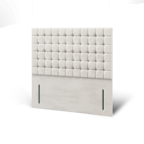 Harriett Small Cubic Buttoned Fabric Upholstered Tall Headboard with Divan Bed Base & Mattress Options-Divan Bed-Chic Concept