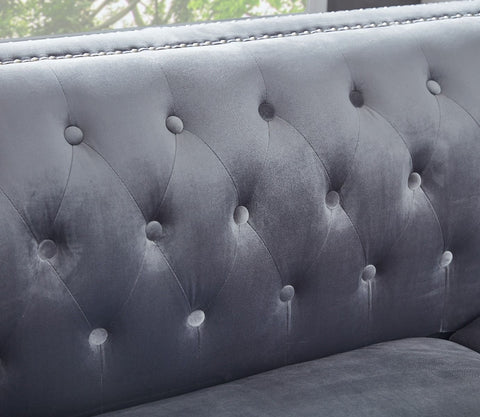 Grey Velvet Washington Chesterfield Corner Sofa-Chesterfield Sofa-Chic Concept