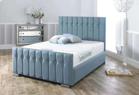 Vertical Panel Buttoned Sleigh Bed Frame-Sleigh Bed-Chic Concept