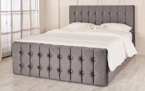 Vertical Panel Two Buttoned Sleigh Bed-Sleigh Bed-Chic Concept