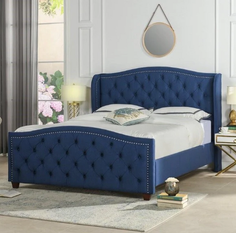 Winged Curved Chesterfield Sleigh Bed Frame-Sleigh Bed-Chic Concept