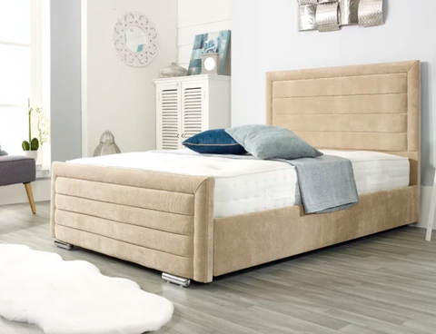 Horizontal Panel Bordered Sleigh Bed-Bed-Chic Concept