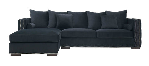 Black Velvet Fabric Moscow Corner Sofa-Fabric Sofa-Chic Concept