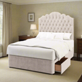 Amelia Bespoke Traditional Chesterfield Buttoned Tall Headboard Divan Bed Base with Mattress Options-Divan Bed-Chic Concept