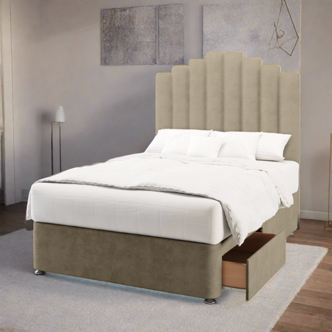 Coco Steps Vertical Panels Bespoke Tall Headboard Divan Bed Base with Mattress Options-mws_apo_generated-Chic Concept