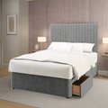 Vienna Fluted Fabric Upholstered Tall Headboard with Divan Bed Base & Mattress Options-Divan Bed-Chic Concept