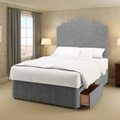 Amelia Bespoke Plain Curved Tall Headboard Divan Bed Base with Mattress Options-Divan Bed-Chic Concept