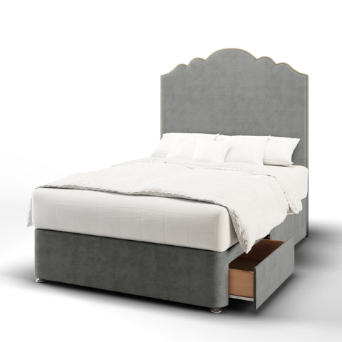 Amelia Bespoke Plain Curved Tall Headboard Kids Divan Bed Base with Mattress Options-Divan Bed-Chic Concept