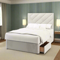 Everest Multi Diagonal Panels Fabric Upholstered Tall Headboard with Divan Bed Base & Mattress Options-Divan Bed-Chic Concept