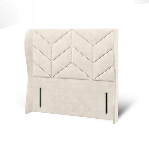 Descent Chevron Fabric Upholstered Solitaire Winged Headboard with Ottoman Storage Bed & Mattress Options-Ottoman Bed-Chic Concept