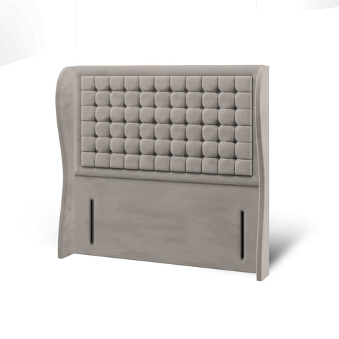 Hudson Small Cubic Buttoned Border Fabric Upholstered Solitaire Winged Headboard with Ottoman Storage Bed & Mattress Options-Ottoman Bed-Chic Concept