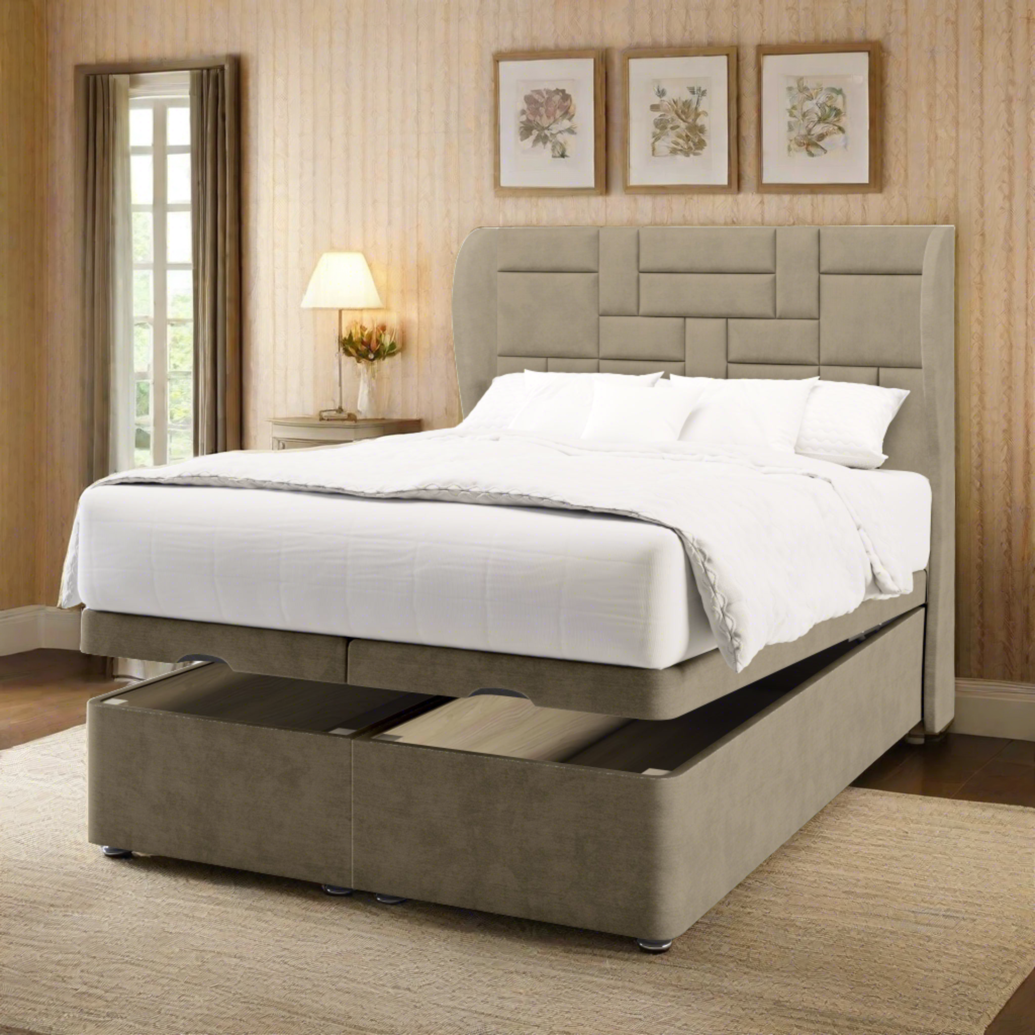 Abstract Design Solitaire Winged Bespoke Ottoman Bed | Luxury Beds ...