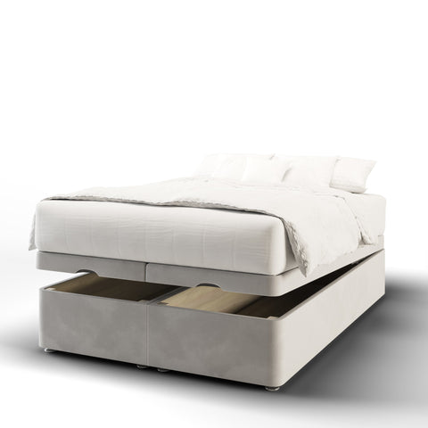 Amelia Fabric Upholstered Sierra Winged Headboard with Ottoman Storage Bed & Mattress Options-Ottoman Bed-Chic Concept