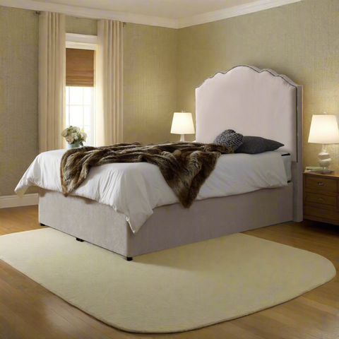 Amelia Bespoke Plain Curved Tall Headboard Divan Bed Base with Mattress Options-Divan Bed-Chic Concept