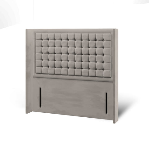 Hudson Small Cubic Buttoned Border Fabric Upholstered Serenity Winged Headboard with Ottoman Storage Bed & Mattress Options-Ottoman Bed-Chic Concept