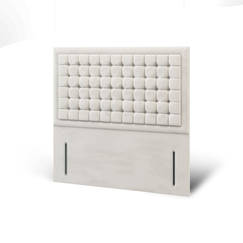 Hudson Small Cubic Buttoned Border Fabric Upholstered Tall Headboard with Kids Divan Bed Base & Mattress Options-Divan Bed-Chic Concept