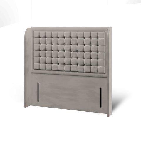 Hudson Small Cubic Buttoned Border Fabric Upholstered Sierra Winged Headboard with Ottoman Storage Bed & Mattress Options-Ottoman Bed-Chic Concept