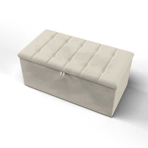 Vertical Panels Buttoned Ottoman Storage Box-Ottoman Box-Chic Concept