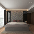 Chevron Geometric Metal Gold Strip Design Wall Mounted Headboard Fabric Upholstered Bed - Build Your Bed-mws_apo_generated-Chic Concept
