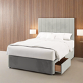 Durham Vertical Panels Fabric Upholstered Tall Headboard with Divan Bed Base & Mattress Options-Divan Bed-Chic Concept