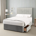 Durham Vertical Panels Fabric Upholstered Tall Headboard with Kids Divan Bed Base & Mattress Options-Divan Bed-Chic Concept