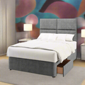 Quadrant Fabric Upholstered Tall Headboard with Divan Bed Base & Mattress Options-Divan Bed-Chic Concept