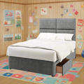 Quadrant Fabric Upholstered Tall Headboard with Kids Divan Bed Base & Mattress Options-Divan Bed-Chic Concept