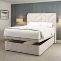 Descent Chevron Fabric Upholstered Sierra Winged Headboard with Ottoman Storage Bed & Mattress Options-Ottoman Bed-Chic Concept