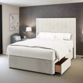 Durham Vertical Panel Straight Wing Bespoke Headboard Divan Base Storage Bed with Mattress Options-Divan Bed-Chic Concept