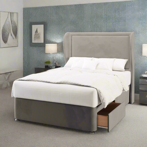 Victoria Plain Border Middle Curve Wing Bespoke Headboard Divan Base Storage Bed with Mattress Options-mws_apo_generated-Chic Concept