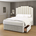 Lisbon Art Deco Metal Gold Strip Straight Wing Bespoke Headboard Divan Base Storage Bed with Mattress Options-Divan Bed-Chic Concept